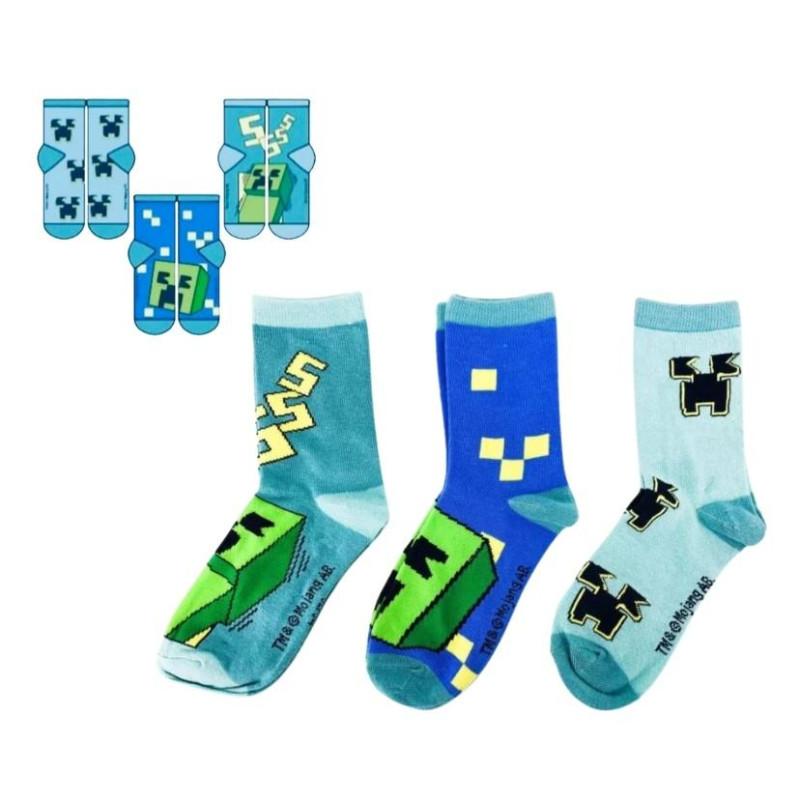Minecraft kids socks Creeper tri-pack (size: 27-30) / Minecraft skarpetki dziecięce Creeper trójpak (rozmiar: 27-30)