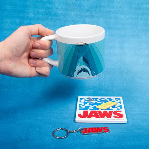 Jaws mug, coaster & keyring gift set / zestaw prezentowy Szczęki: kubek, podkładka, brelok