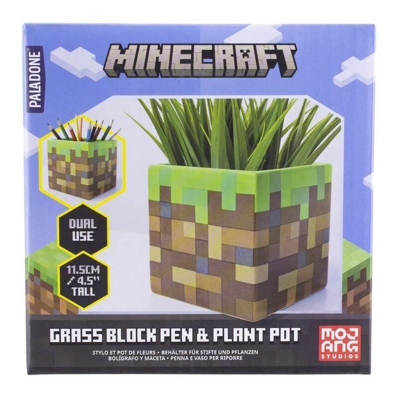 Minecraft Grass Block Pen and Plant Pot / przybornik na biurko - doniczka Minecraft