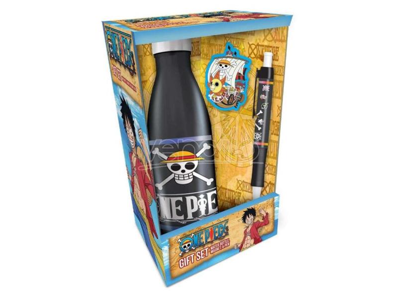 ONE PIECE (STRAW HAT CREW SKULL EMBLEMS) GIFT SET (BOTTLE, MAGNET & PEN) / zestaw prezentowy One Piece: butelka, magnes, długopis