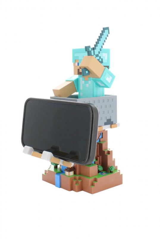 Minecraft - Steve in Diamond Armour phone & controller holder (high: 20 cm) / Minecraft stojak na telefon - kontroler (wysokość: 20 cm) - Steve w diamentowej zbroi