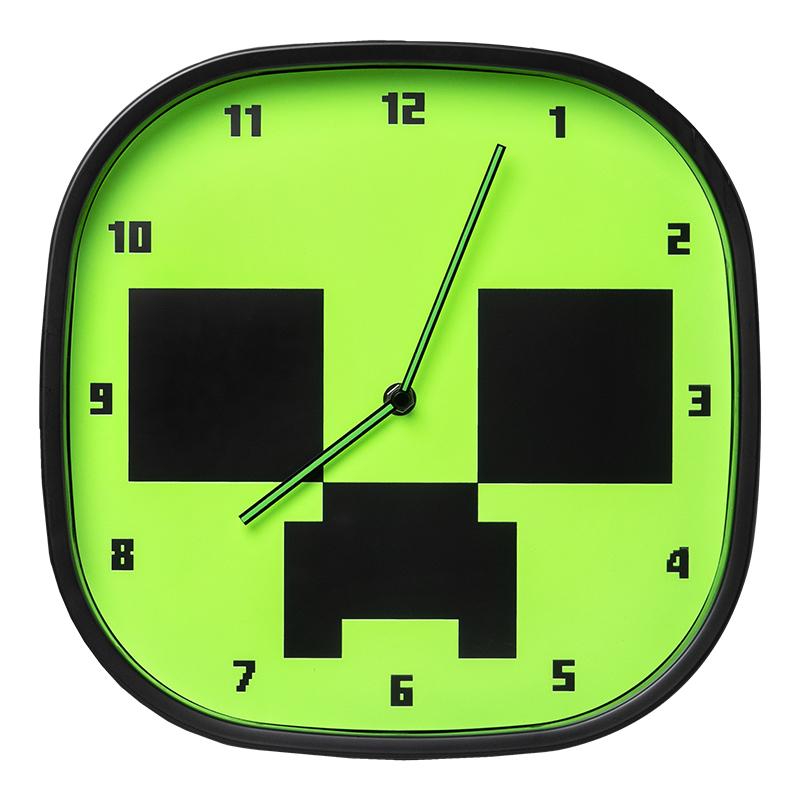 Minecraft Creeper Glow In The Dark Wall Clock with set of stickers / Minecraft Creeper zegar ścienny świecący w ciemności plus zestaw naklejek