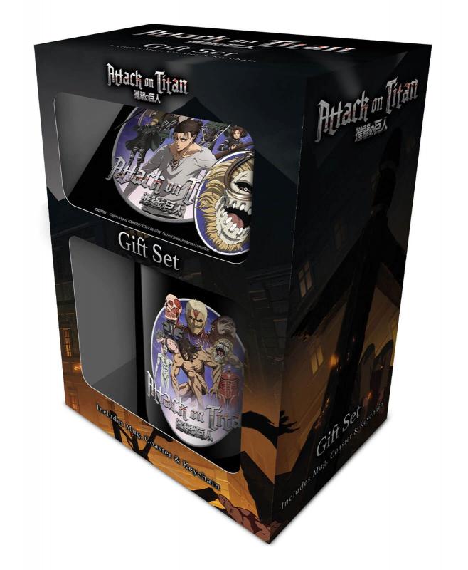 ATTACK ON TITAN GIFT SET: MUG, COASTER, KEYCHAIN / Zestaw prezentowy Attack on Titan: kubek, podkładka, brelok