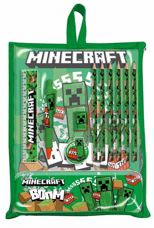 Minecraft Creeper stationery set (12 pcs) / Minecraft Creeper zestaw piśmienniczy (12 szt)