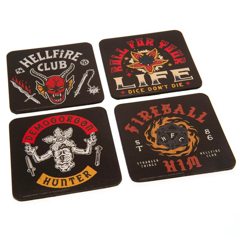 STRANGER THINGS 4 (HELLFIRE CLUB) COASTER SET / Zestaw podkładek (4 szt) Stranger Things - Hellfire Club