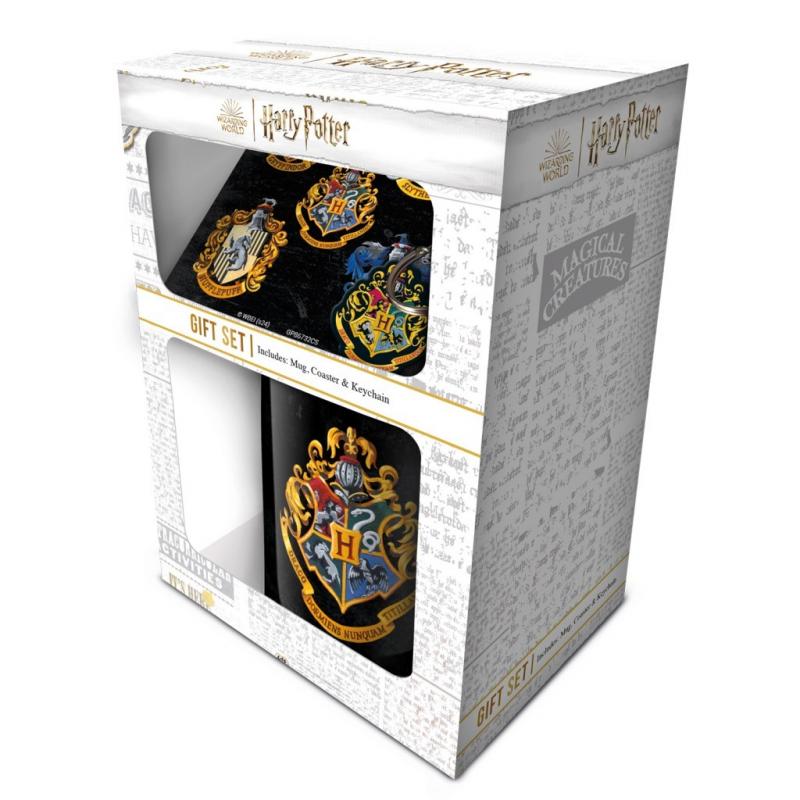 HARRY POTTER (COLOURFUL CREST) GIFT SET: MUG, COASTER & KEYCHAIN / Harry Potter zestaw prezentowy (kolorowy herb): kubek, podkładka brelok