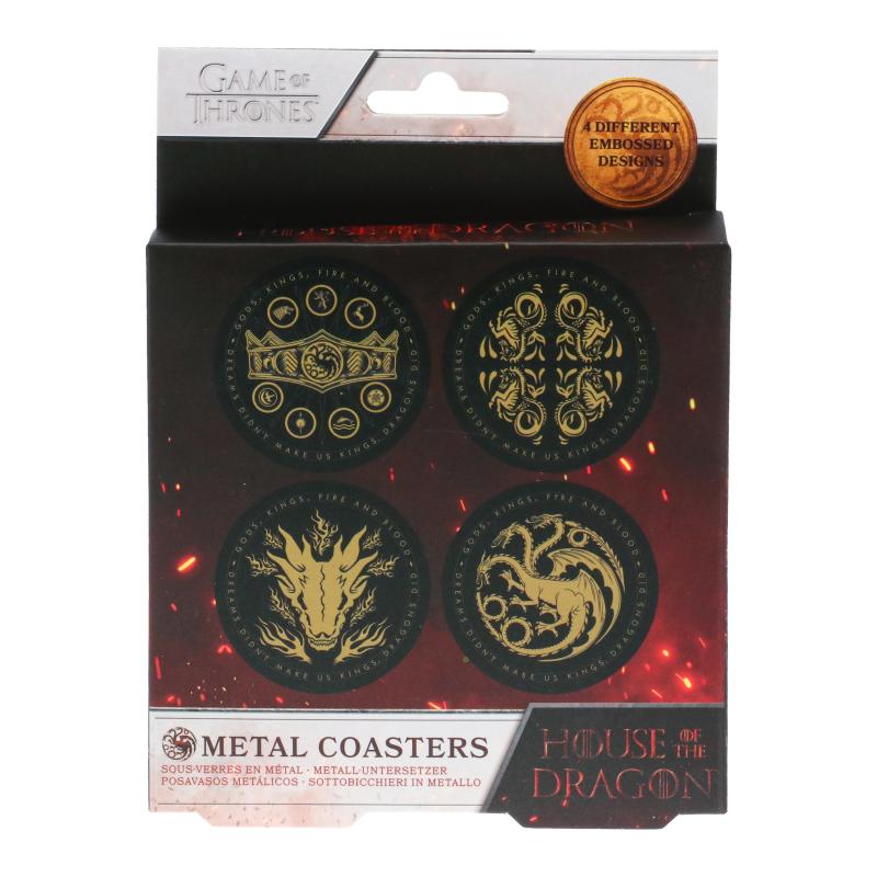 House of the Dragon Metal Coasters set (4 pcs) / Zestaw metalowych podkładek - Ród Smoka (4 szt)