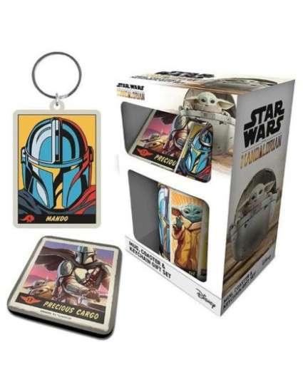 STAR WARS THE MANDALORIAN GIFT SET: MUG COASTER, KEYCHAIN / Zestaw prezentowy Gwiezdne Wojny - Mandalorian: kubek, podkładka, brelok