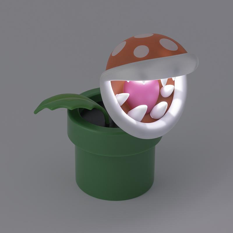 Super Mario Mini Piranha Plant Posable Lamp (with Try Me button, high: 15 cm) / lampka Super Mario roślinka Mini Piranha (z guzikiem Try Me, wysokość: 15 cm)