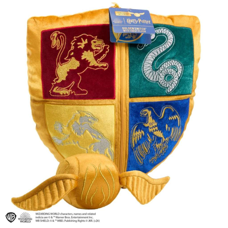 Harry Potter - Hogwarts crest and Golden Snitch plush / zestaw pluszaków Harry Potter: poduszka herb Hogwartu oraz Złoty Znicz