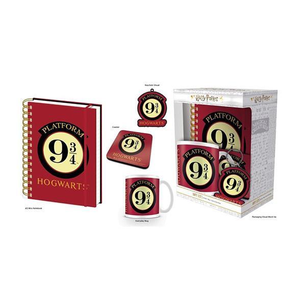 Harry Potter Platform 9 3/4 - Bumper Gift Set: mug, coaster, notebook and rubber keyring / zestaw prezentowy Harry Potter - Peron 9 3/4 zawiera: kubek, podkładkę, notatnik, brelok