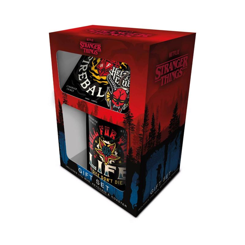 STRANGER THINGS 4 (Hellfire) gift set incl: mug,coaster,keyring / Zestaw prezentowy Stranger Things 4 Hellfire: kubek, podkladka, brelok