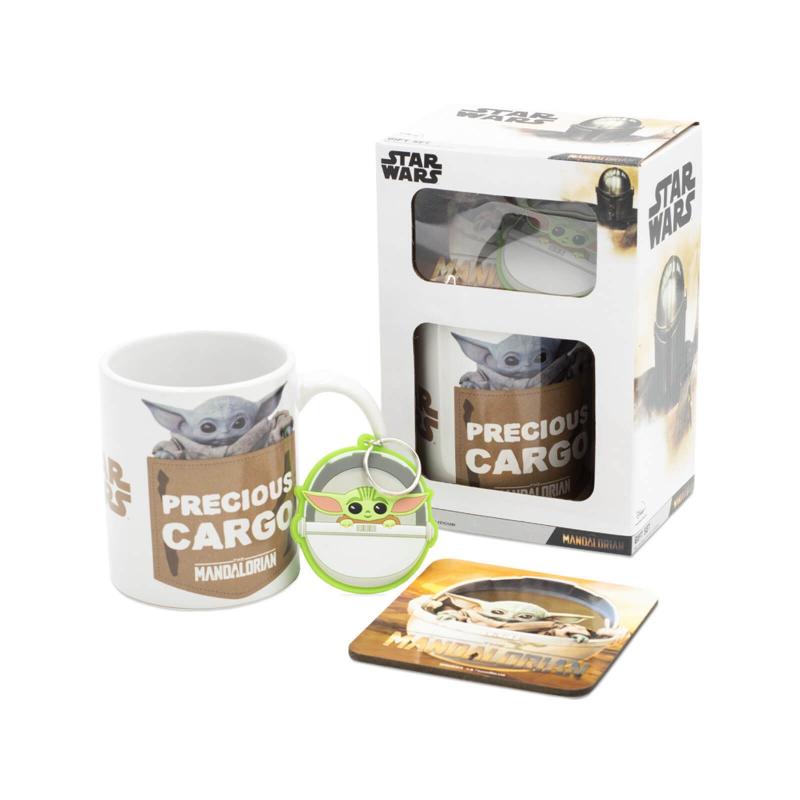 STAR WARS : THE MANDALORIAN (THE CHILD) GIFT SET inl:mug,coaster,keychain / zestaw prezentowy Gwiezdne Wojny: Mandalorian (THE CHILD): kubek, podkładka, brelok