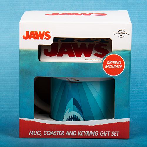 Jaws mug, coaster & keyring gift set / zestaw prezentowy Szczęki: kubek, podkładka, brelok