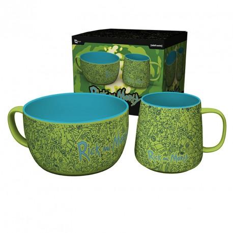 RICK & MORTY Breakfast Set Mug + Bowl / zestaw śniadaniowy RICK & MORTY : miska plus kubek - ABS