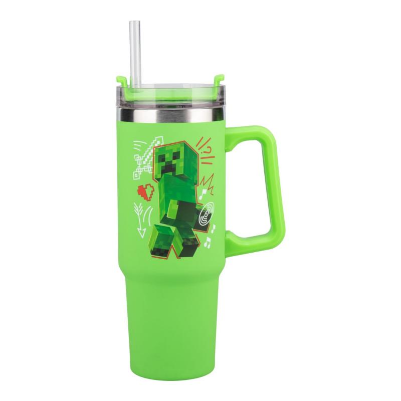 Minecraft insulated cup and straw (900 ml) - green / Minecraft kubek podróżny ze słomką (900 ml) - zielony