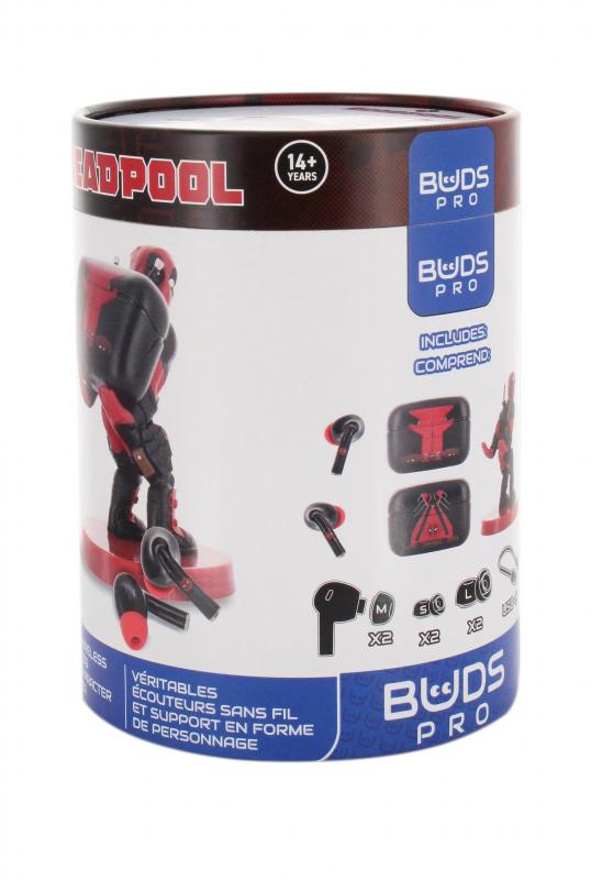 Marvel Deadpool Buds Pro Wireless Bluetooth Earbuds and Phone Holder / Marvel Deadpool zestaw: stojak na słuchawki Deadpool plus słuchawki bezprzewodowe