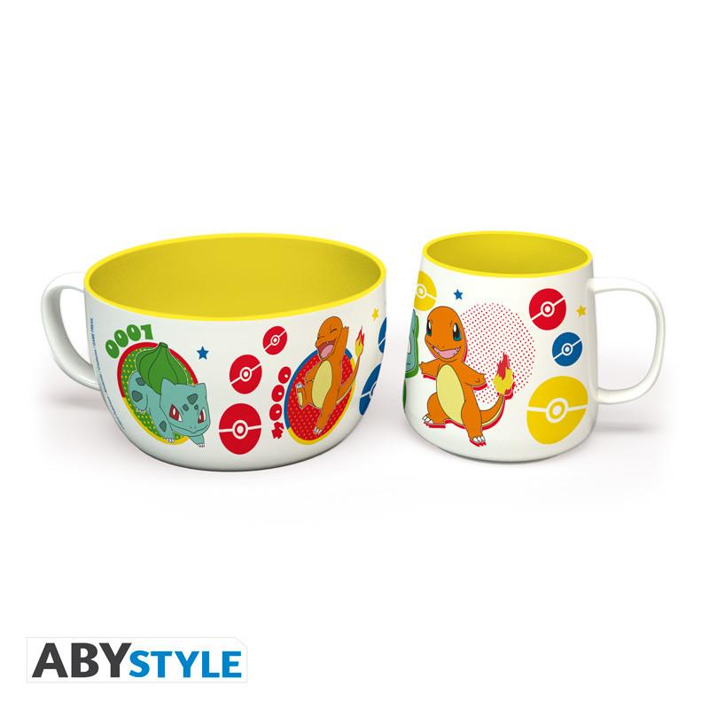 POKEMON breakfast set: mug + bowl - Pikachu & Kanto Starters / Zestaw śniadaniowy Pokemon: miska + kubek Pikachu & Kanto Starters - ABS