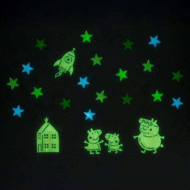 Peppa Pig Glow in the Dark Wall Decal Stars / Świnka Peppa naklejki dekoracyjne (ścienne) świecące w ciemności