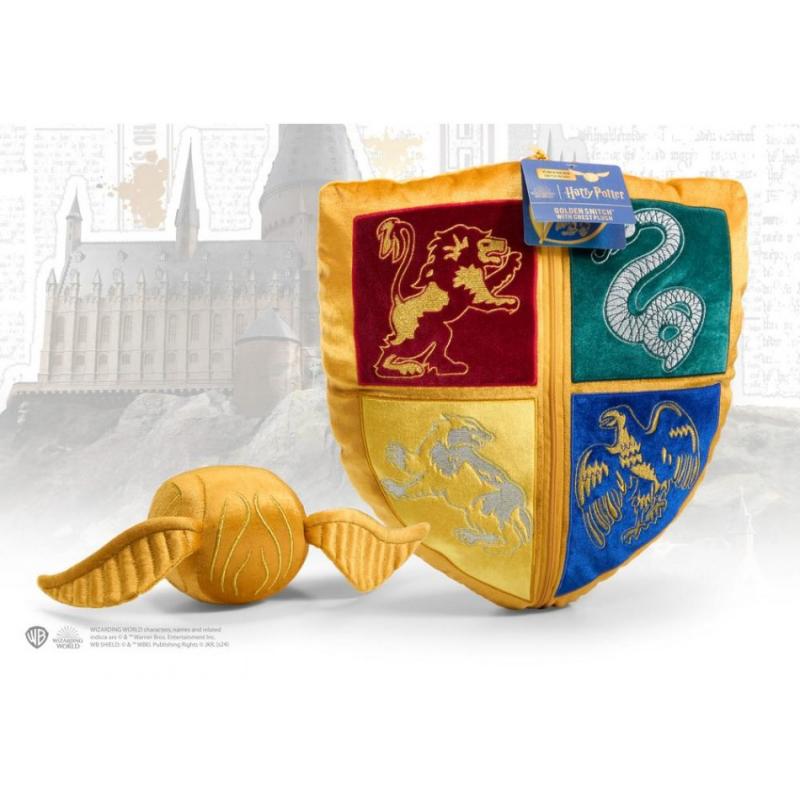 Harry Potter - Hogwarts crest and Golden Snitch plush / zestaw pluszaków Harry Potter: poduszka herb Hogwartu oraz Złoty Znicz