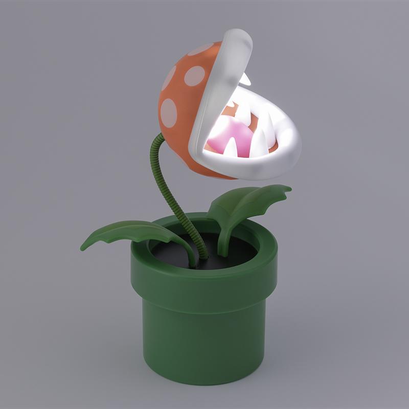 Super Mario Mini Piranha Plant Posable Lamp (with Try Me button, high: 15 cm) / lampka Super Mario roślinka Mini Piranha (z guzikiem Try Me, wysokość: 15 cm)