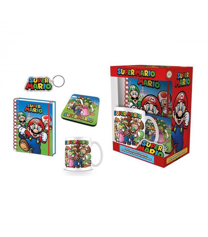 Super Mario Evergreen gift set:mug,coaster,notebook,keychain/ zestaw prezentowy Super Mario: kubek,podkładka,notatnik,brelok