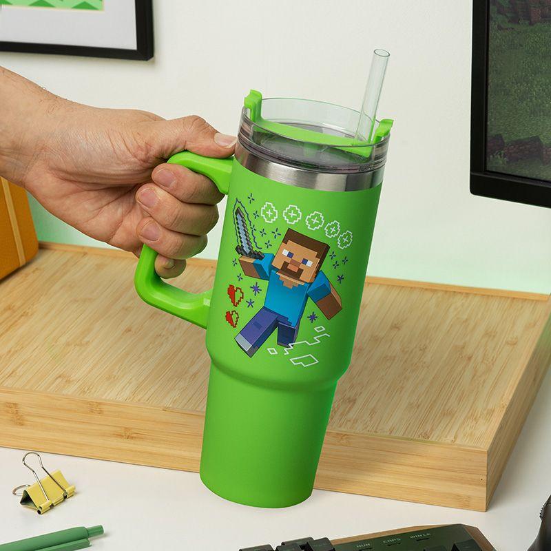 Minecraft insulated cup and straw (900 ml) - green / Minecraft kubek podróżny ze słomką (900 ml) - zielony