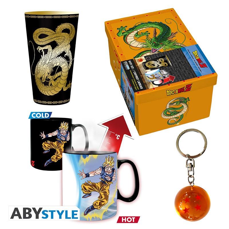 DRAGON BALL gift set: large Glass, 3D Keychain, heat change mug / zestaw prezentowy Dragon ball: duża szklanka, brelok 3D, kubek termoaktywny - ABS