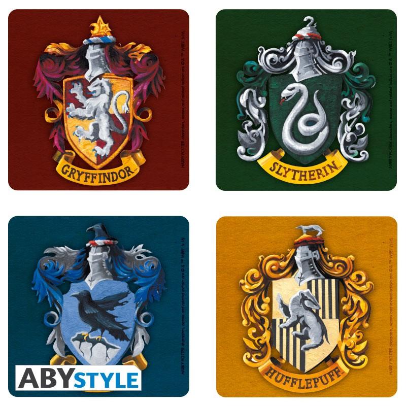 HARRY POTTER Set 4 Coasters - Houses / zestaw 4 podkładek Harry Potter - Dormitoria - ABS