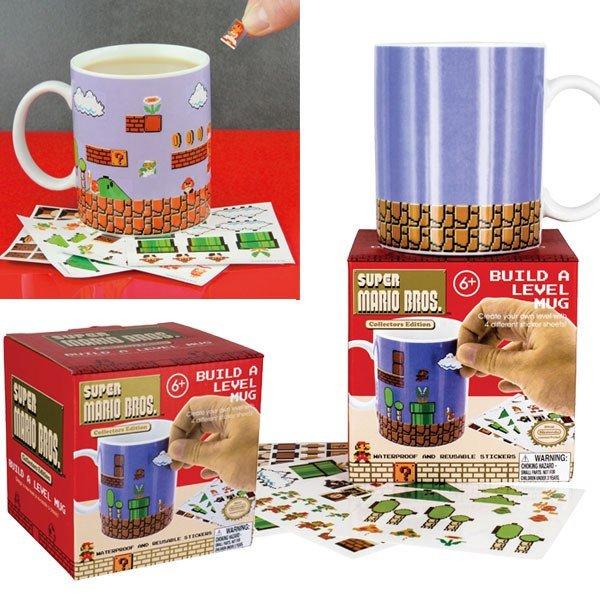 Super Mario Bros build a level mug plus 4 reusable sticker sheets / kubek Super Mario Bros plus 4 arkusze naklejek wielokrotnego użytku