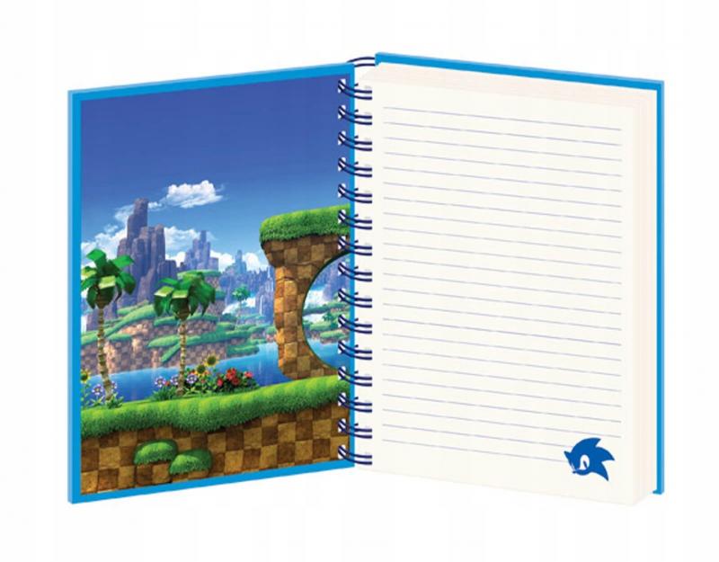 SONIC THE HEDGEHOG (GREEN HILL ZONE GANG) A5 WIRO NOTEBOOK / Sonic the Hedgehog kołonotatnik A5 (z gumką) - Zielone wzgórze