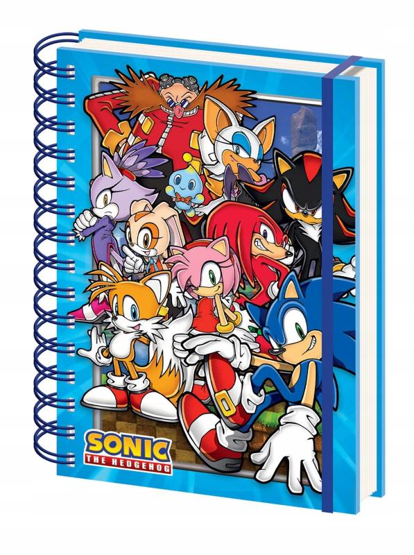 SONIC THE HEDGEHOG (GREEN HILL ZONE GANG) A5 WIRO NOTEBOOK / Sonic the Hedgehog kołonotatnik A5 (z gumką) - Zielone wzgórze