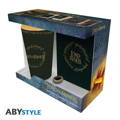 LORD OF THE RINGS gift set: XXL glass, pin, pocket notebook / zestaw prezentowy Władca Pierścieni: szklanka XXL, przypinka, notatnik - ABS