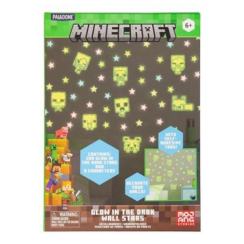 Minecraft Glow in the Dark Wall Decal Stars (208 pcs) / Minecraft zestaw świecących w nocy naklejek dekoracyjnych (208 szt)