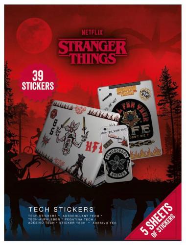 STRANGER THINGS 4 (UPSIDE DOWN BATTLE) TECH STICKERS (39 pcs) / zestaw naklejek Stranger Things 4 (39 szt)