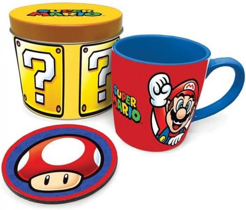 SUPER MARIO LETS GO GIFT SET: MUG & COASTER IN KEEPSAKE TIN / zestaw prezentowy Super Mario: kubek plus podkładka w ozdobnej puszce