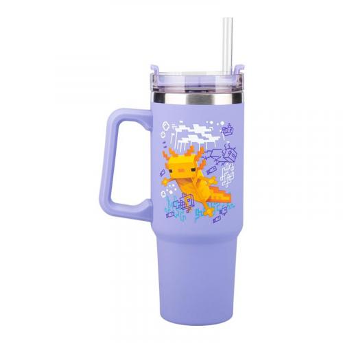 Minecraft insulated cup and straw (900 ml) - purple / Minecraft kubek podróżny ze słomką (900 ml) - fioletowy