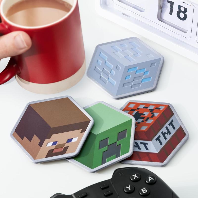 Minecraft Metal Coasters set (4 pcs) / zestaw 4 podkładek Minecraft