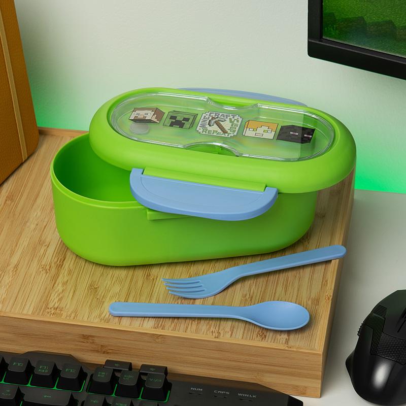 Minecraft Bento Box with cutlery / Minecraft pudełko na lunch plus sztućce