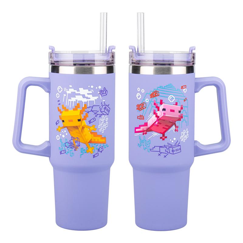 Minecraft insulated cup and straw (900 ml) - purple / Minecraft kubek podróżny ze słomką (900 ml) - fioletowy