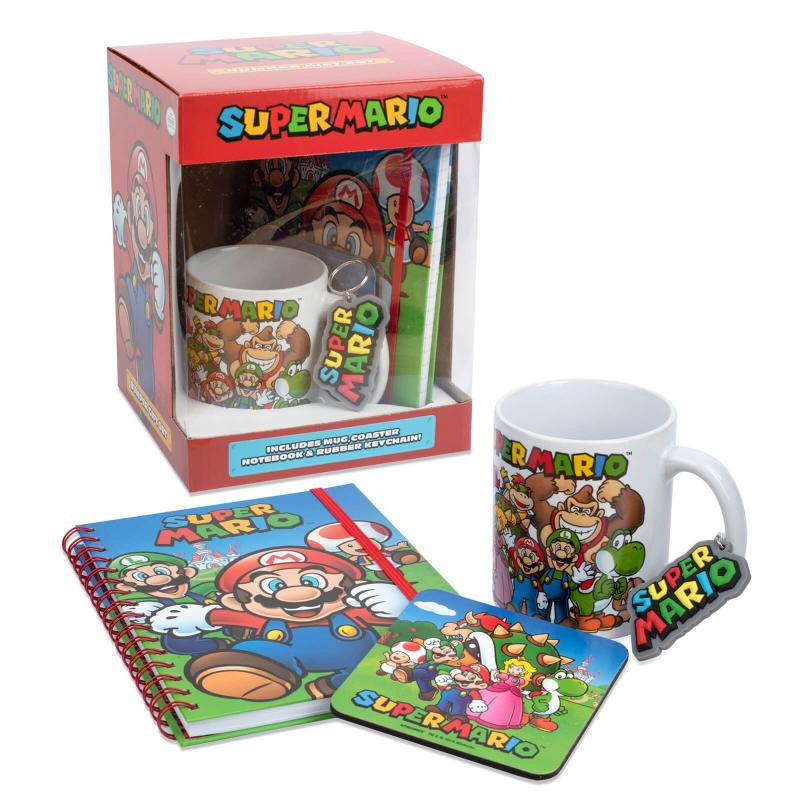 Super Mario Evergreen gift set:mug,coaster,notebook,keychain/ zestaw prezentowy Super Mario: kubek,podkładka,notatnik,brelok