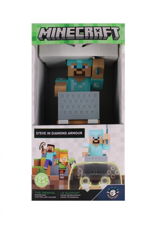 Minecraft - Steve in Diamond Armour phone & controller holder (high: 20 cm) / Minecraft stojak na telefon - kontroler (wysokość: 20 cm) - Steve w diamentowej zbroi