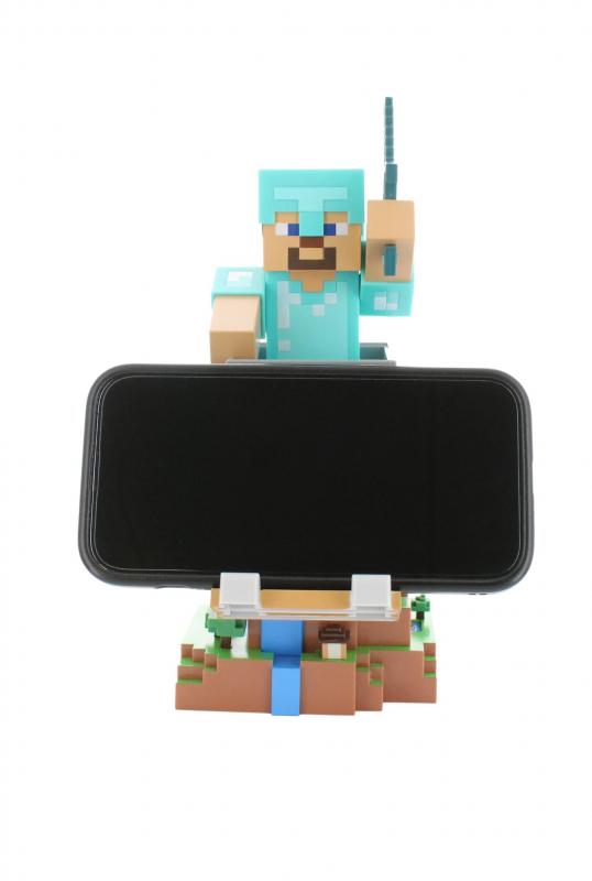 Minecraft - Steve in Diamond Armour phone & controller holder (high: 20 cm) / Minecraft stojak na telefon - kontroler (wysokość: 20 cm) - Steve w diamentowej zbroi