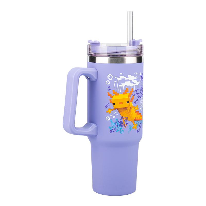 Minecraft insulated cup and straw (900 ml) - purple / Minecraft kubek podróżny ze słomką (900 ml) - fioletowy