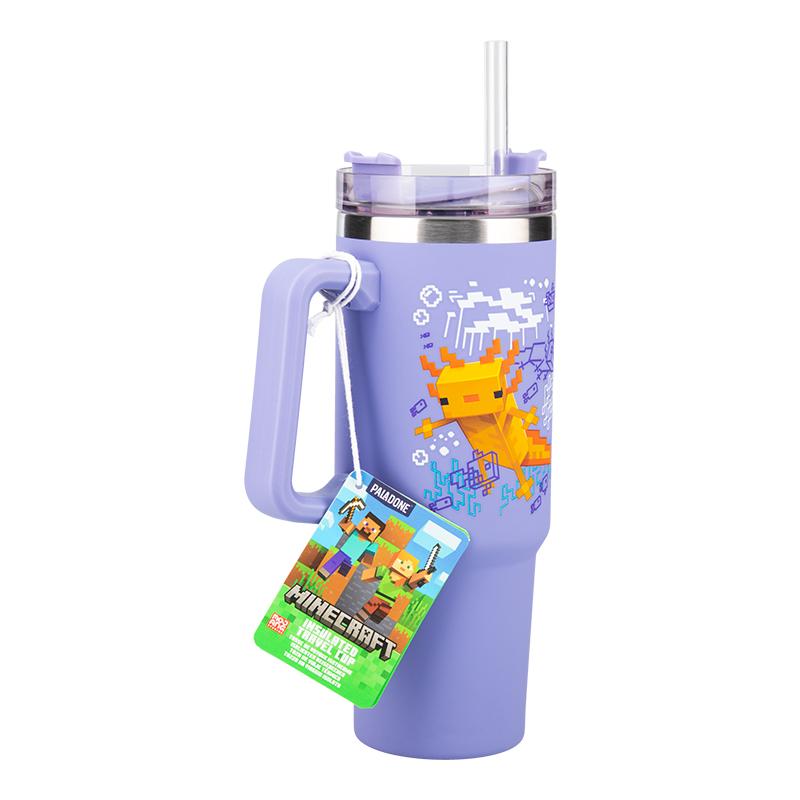 Minecraft insulated cup and straw (900 ml) - purple / Minecraft kubek podróżny ze słomką (900 ml) - fioletowy