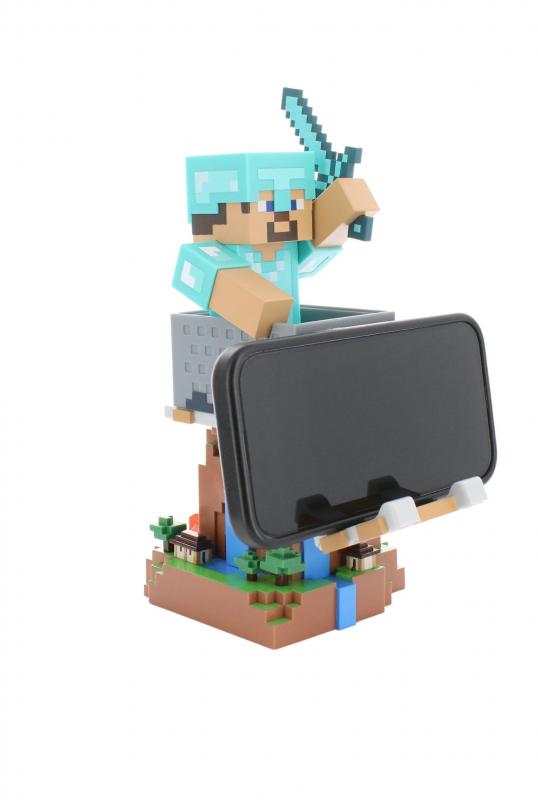 Minecraft - Steve in Diamond Armour phone & controller holder (high: 20 cm) / Minecraft stojak na telefon - kontroler (wysokość: 20 cm) - Steve w diamentowej zbroi