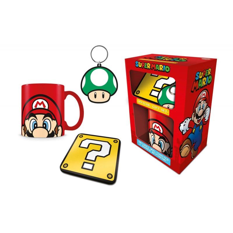 Super Mario gift set includes:mug,coaster, keyring / zestaw prezentowy Super Mario: kubek,podkładka, brelok