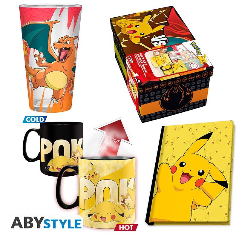 Pokemon gift set: large glass, heat change mug, notebook -Pikachu / Zestaw prezentowy Pokemon: szklanka, kubek termoaktywny, notatnik - Pikachu - ABS