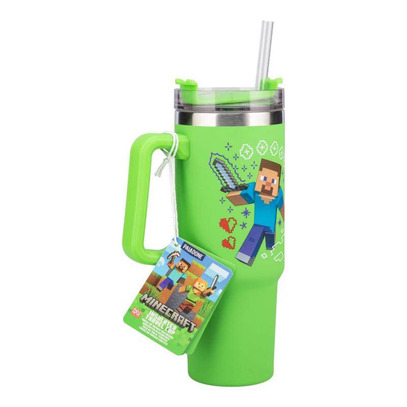 Minecraft insulated cup and straw (900 ml) - green / Minecraft kubek podróżny ze słomką (900 ml) - zielony