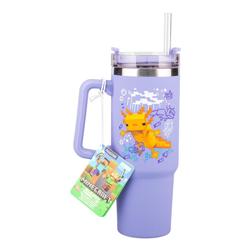 Minecraft insulated cup and straw (900 ml) - purple / Minecraft kubek podróżny ze słomką (900 ml) - fioletowy